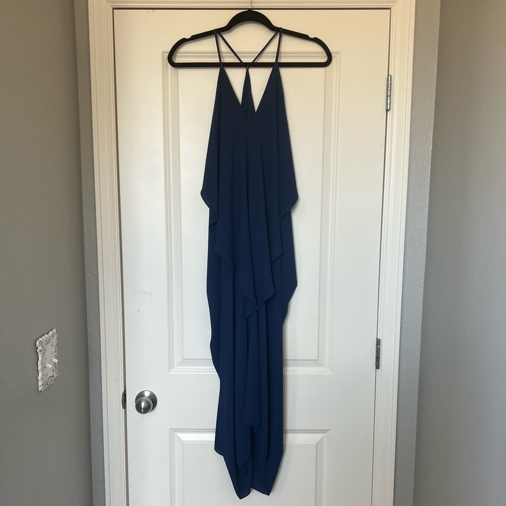 Oliviaceous draped midi dress, blue, size medium
